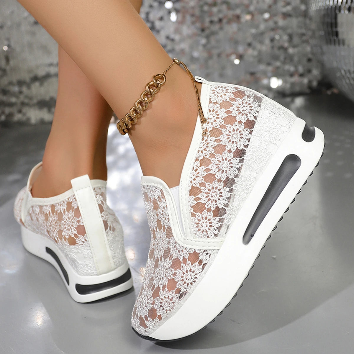 2025 New Women Sneakers Fashion Embroidered Platform Sneakers Women Breathable Mesh Sports Shoes Woman Thick Sole Slip on Shoes Zpaxo