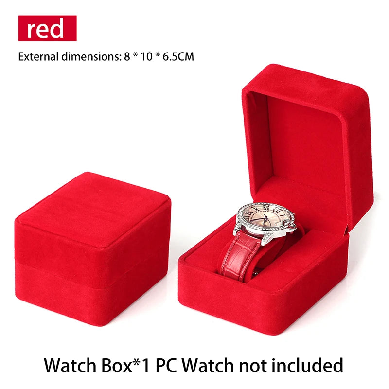 ▶1Pcs Watch Box Fashion Velvet Round Corner Smartwatch Clock Storage Case Jewelry Accessories Business Packaging Boxes Zpaxo A2