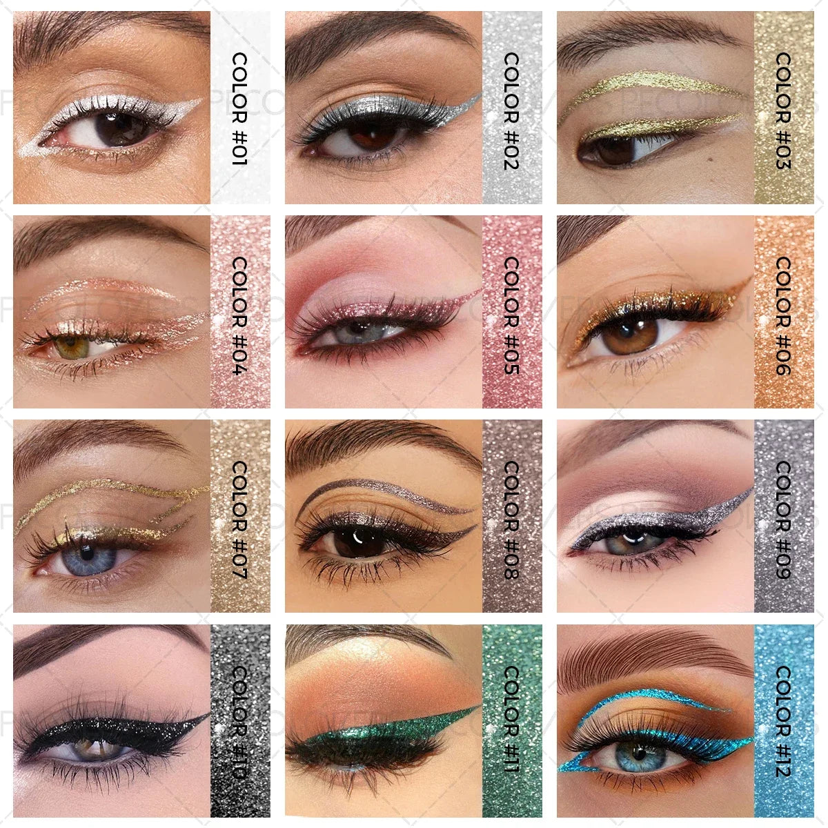 1pc Diamond Liquid Eyeliner Shimmer Waterproof Long Lasting Silvery Color Easy to Wear Glitter Eye Pencil Korean Makeup Zpaxo