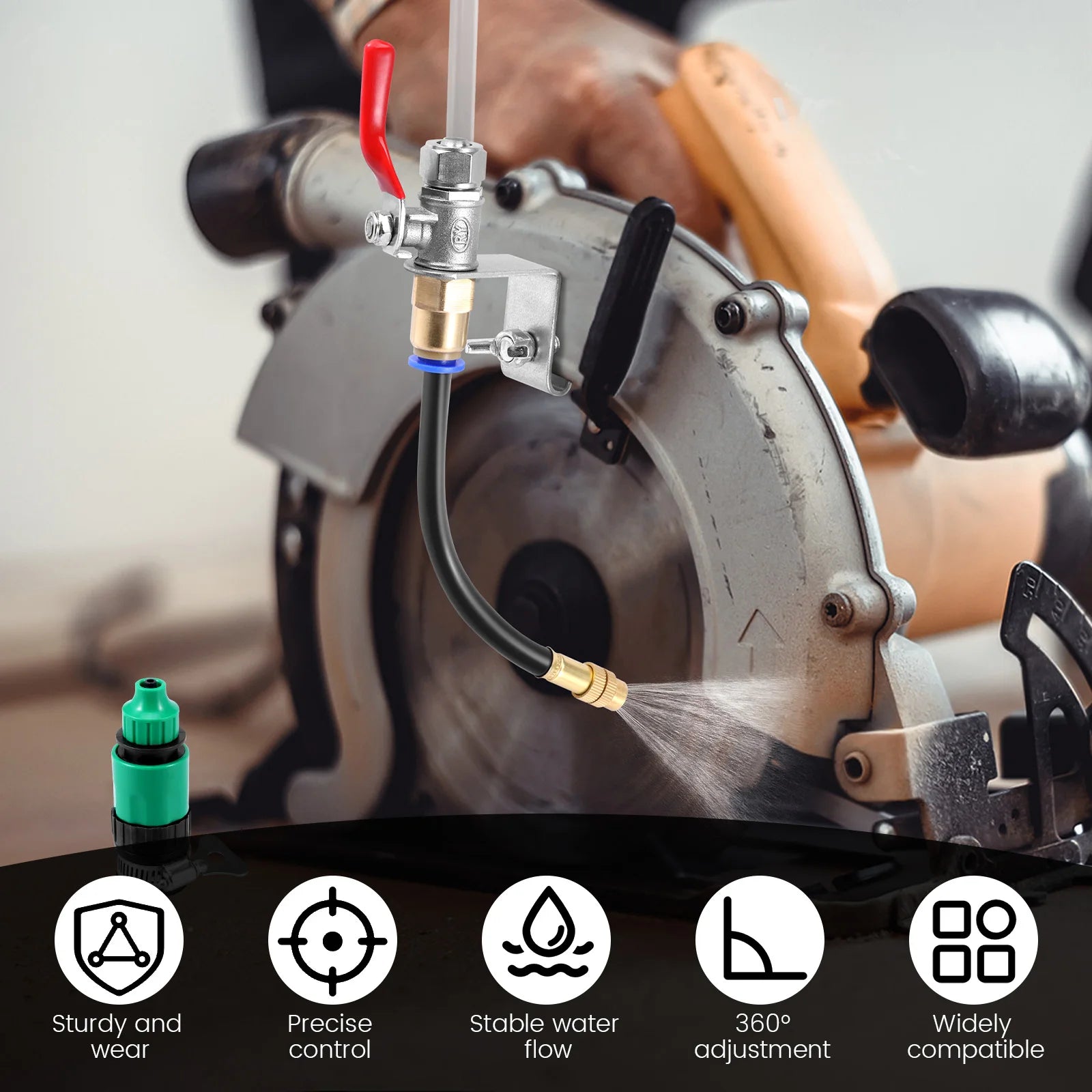 Dust Control Cutting Misting System with Universal Joint Water Nozzle Pipe Aluminum Spray System for Angle Grinder Sprinkler Zpaxo