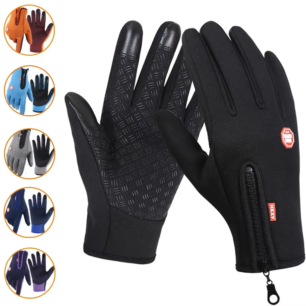 Touchscreen Fleece Warm Gloves Outdoor Cycling Driving Waterproof Cold Gloves Windproof Non Slip Womens Men Winter Ski Gloves Zpaxo