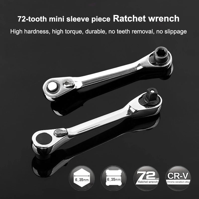 Mini Double Headed Ratchet Wrench 1 Drive Socket Screwdriver Bit Zpaxo