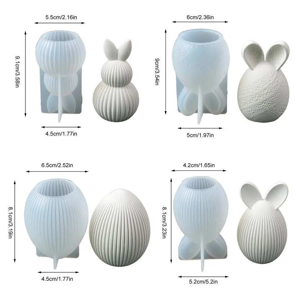 Easter Silicone Candle Molds Bunny Egg Chocolate Soap Resin Casting