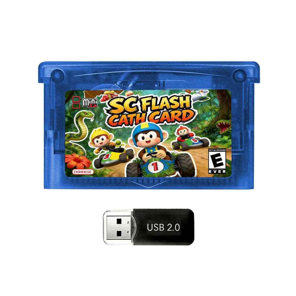 5000 in 1 Retro Games Cartridge New SCFW V2.0 GBA Flash Card with 8G TF Card RTC Flash for GBA/GBA SP/NDS Handheld Game Console Zpaxo Blue No 8G