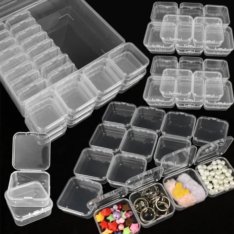 30/14x Clear Rhinestone Boxes Plastic Organizer 5D Nail Art Accessories Containers Art Craft Bead Seed Jewelry Tabletop Storage Zpaxo