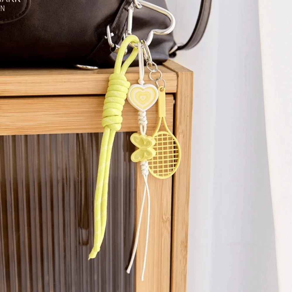 Girl Heart Braided Rope Keychain Hand-Woven Handmade Heart-shaped Bag Pendant Y2k Jewelry Star Bowknot Key Chain Children Girl Zpaxo