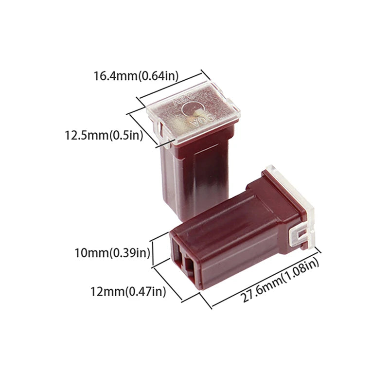 5pc Mini Square Automotive Fuse Set 20A–60A + Storage Box