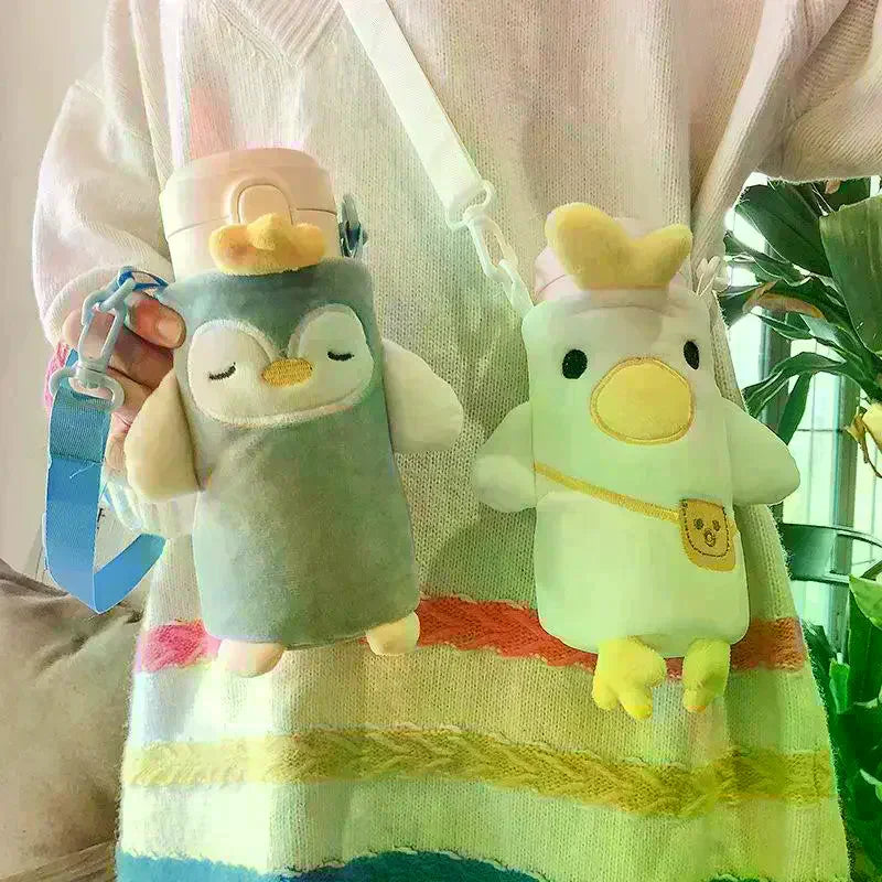 Portable Cartoon Water Bottle Cover Case Winter Plush Insulated Bag Zpaxo