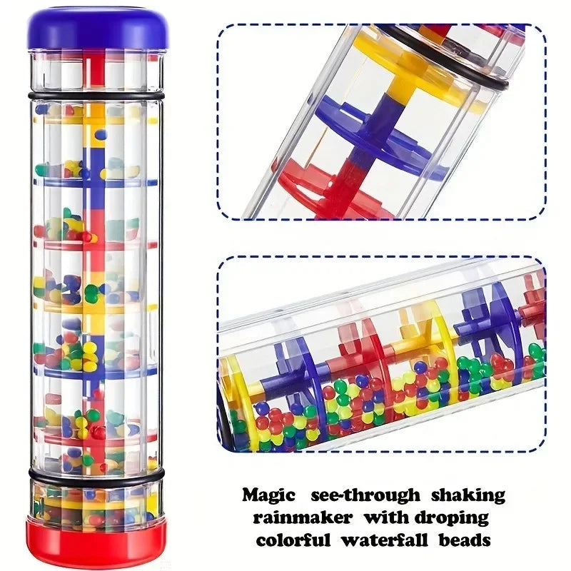 Rain Stick Rainmaker Hand Shaking Sound Tube Bells Orff Percussion