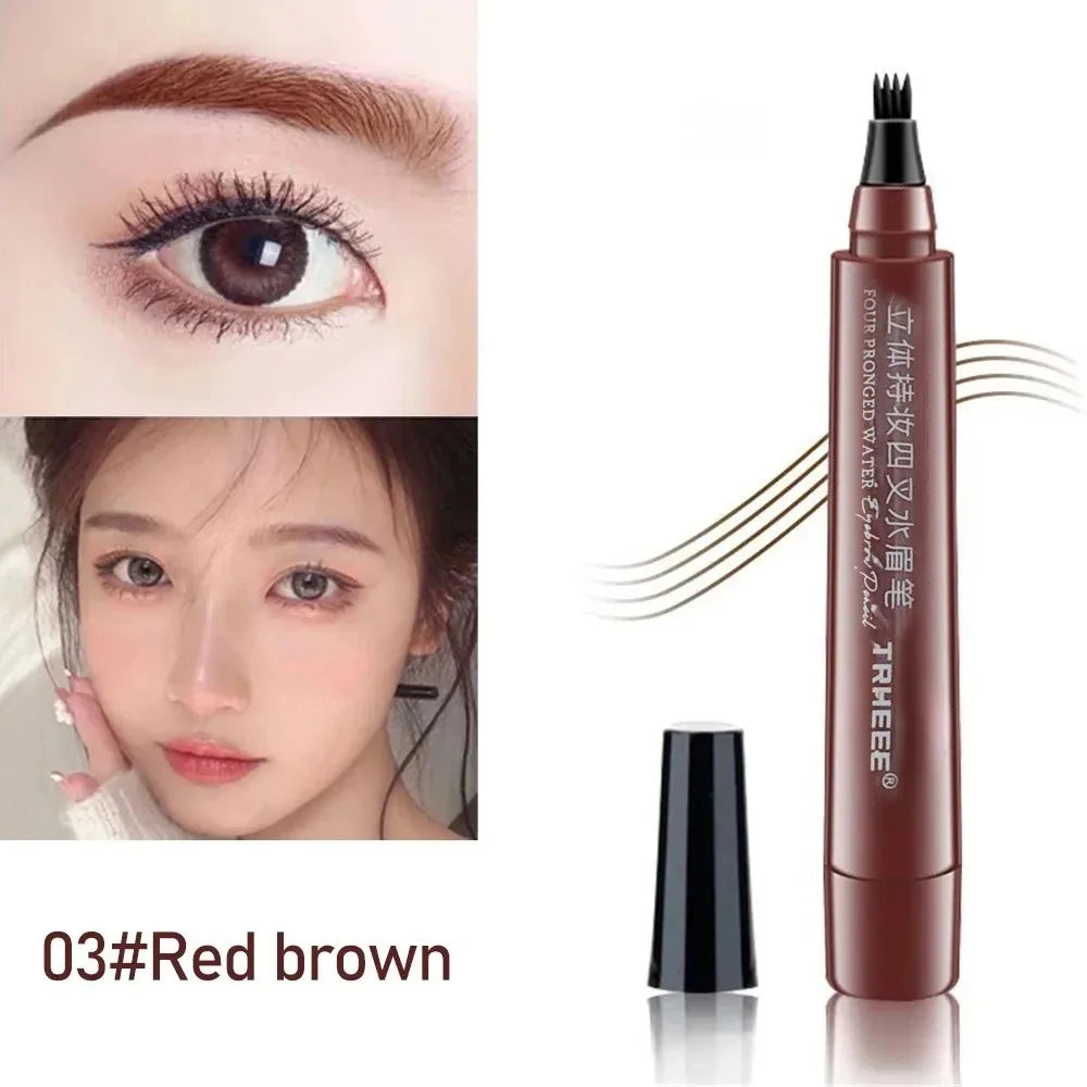 5 Colors Waterproof Eyebrow Pen 4 Splitted Head Long Lasting Smudge Proof Eyebrows Tattoo Pencil Liquid Black Eyebrow Makeup Pen Zpaxo 02 Dark Brown