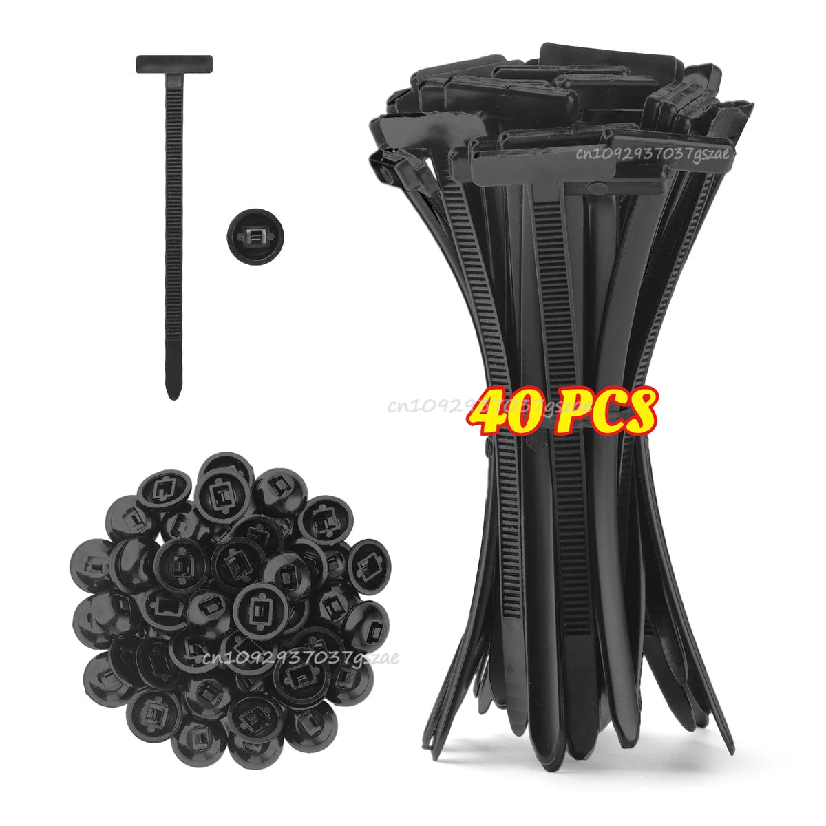 Cables Tie Universal Nylon Tie with Pin Button Fasteners Plastic Self-Locking Motorcycle Car Black Fastening Strap Cable Tie Zpaxo 40pcs
