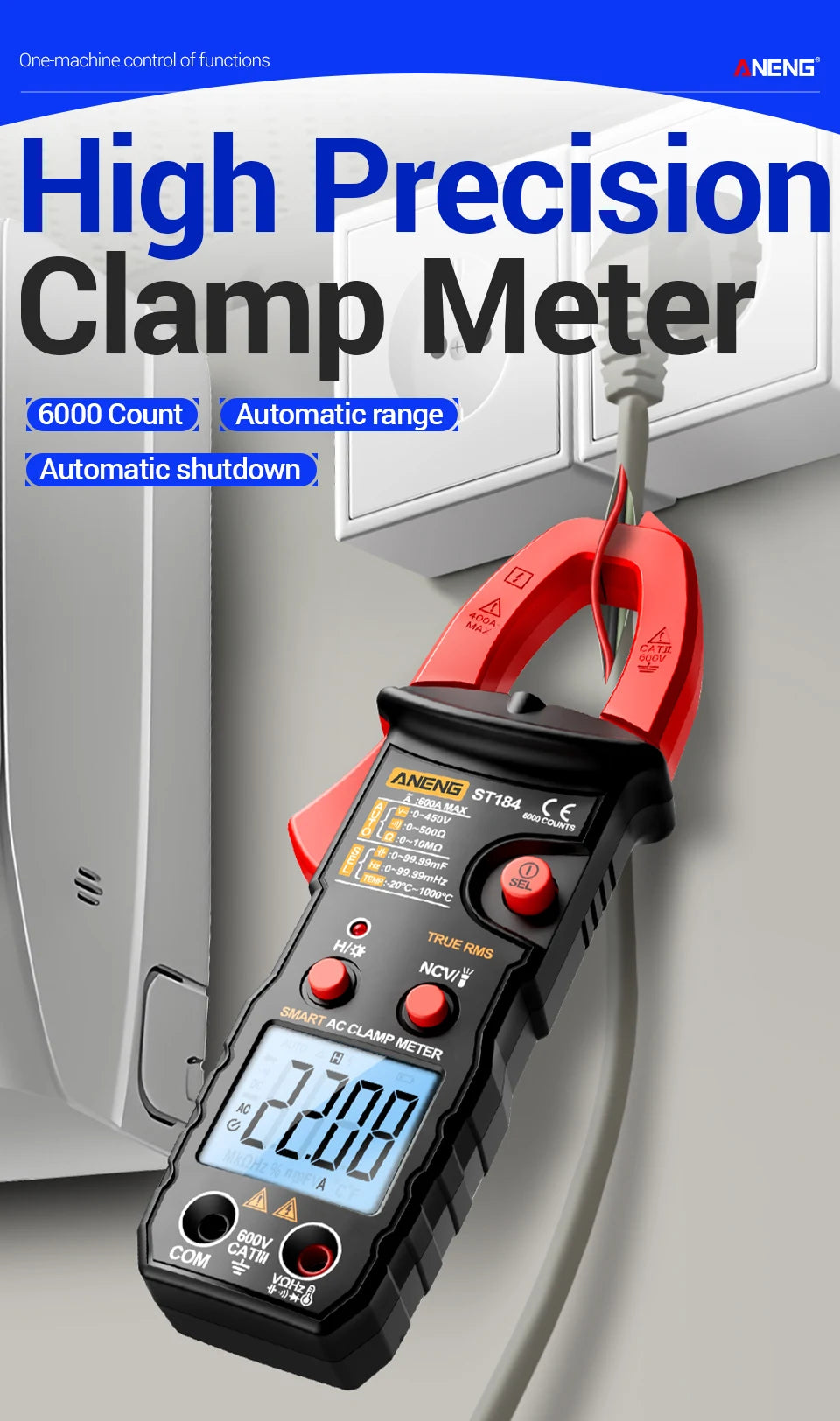 Digital Clamp Meter 6000 Count NCV Non-contact Electrical Testing