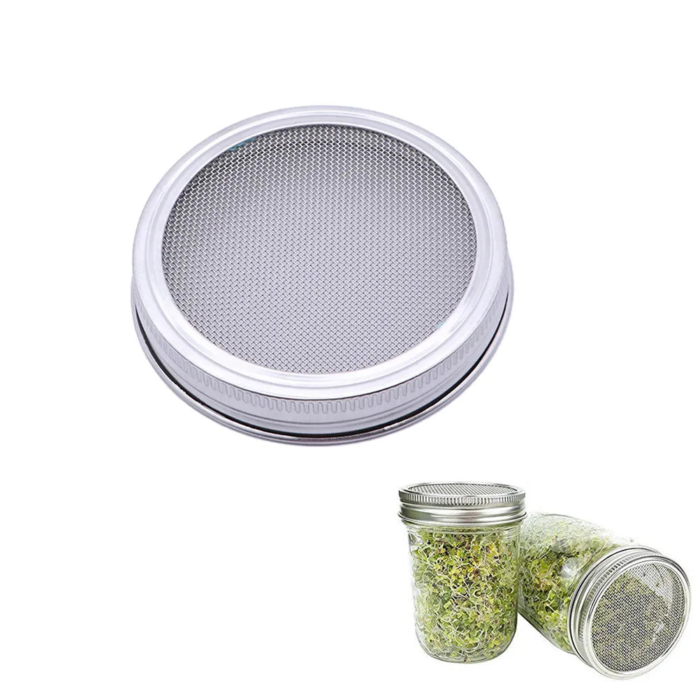 4Pcs Stainless Steel Sprouting Lids for Mason Jars Removable Mesh Screen Easy Clean 70Mm Round Mouth Covers for Organic Zpaxo