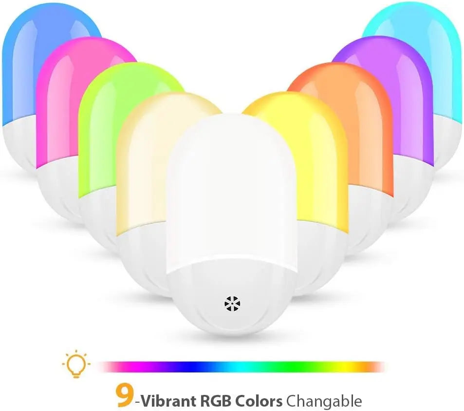 LED Night Light Plug in Wall Automatic Dusk to Dawn Sensor RGB Night Lights Remote Control Color Change LED Night Light for kids Zpaxo