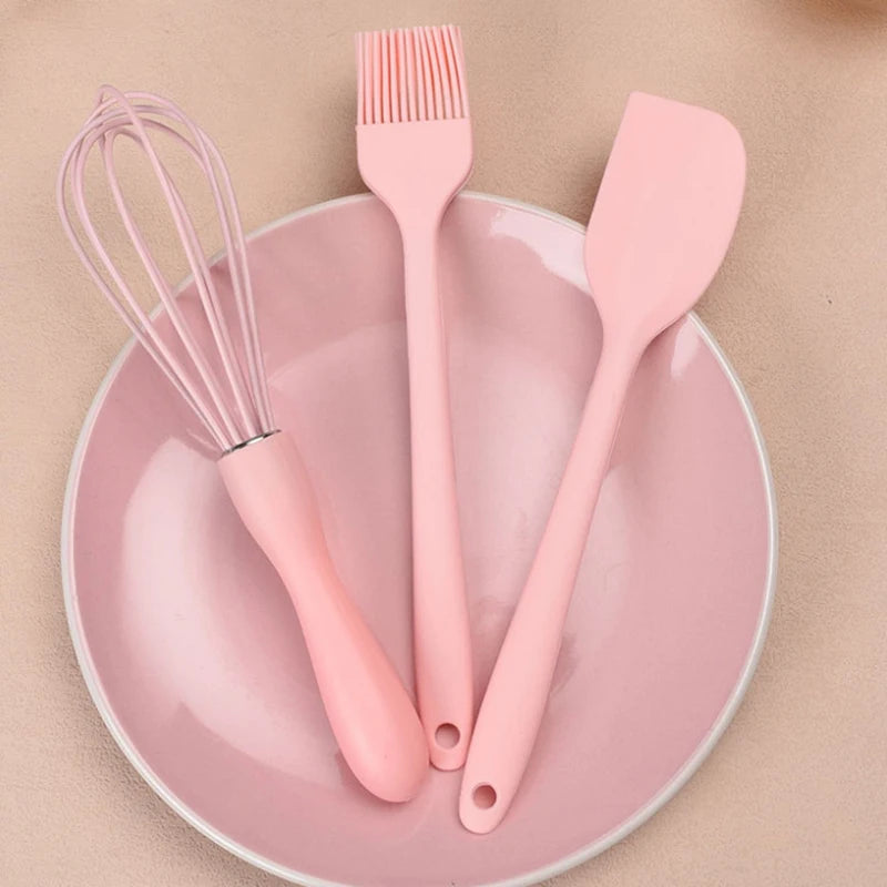 3PCS/SET Whisk Barbecue Oil Brush Gadget Kitchen Supplies Silicone Baking Set Cake Cream Spatula Scraper Kitchen Household Egg Zpaxo