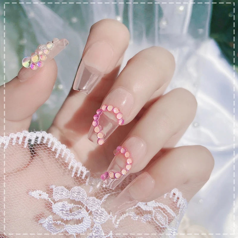 Candy Mermaid Round Clear Glass Crystal Bead Hemispherical 3D Nail Zpaxo
