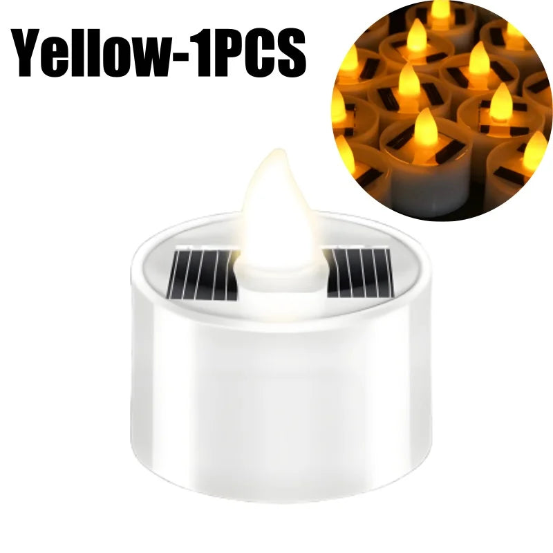 High-quality Reusable Flameless Flickering LED Solar Tealight Candles Zpaxo Yellow-1PCS