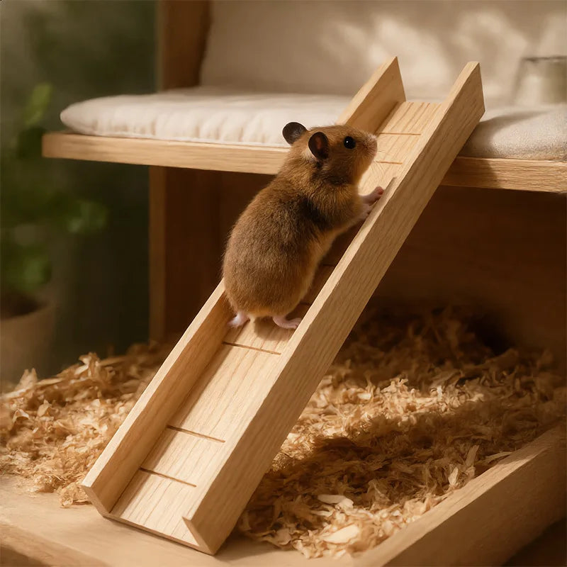 New Wooden Hamster Platform Pet Toy Terrarium Accessory Cross-border Warehouse Golden Hamster Staircase Golden Hamster Slide Zpaxo
