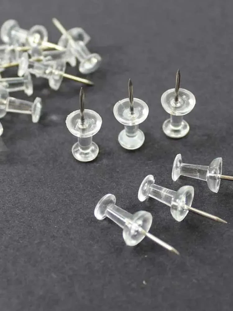 100-Pack Clear Push Pins – Transparent Thumb Tacks for Cork Board Push Pins Zpaxo 100pcs