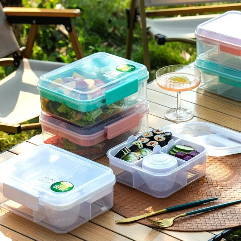 Portable Handle design Double layer Lunch box Compartment Bento Boxes Students Toddler Bento Containers Outdoor Salad Picnic box Zpaxo