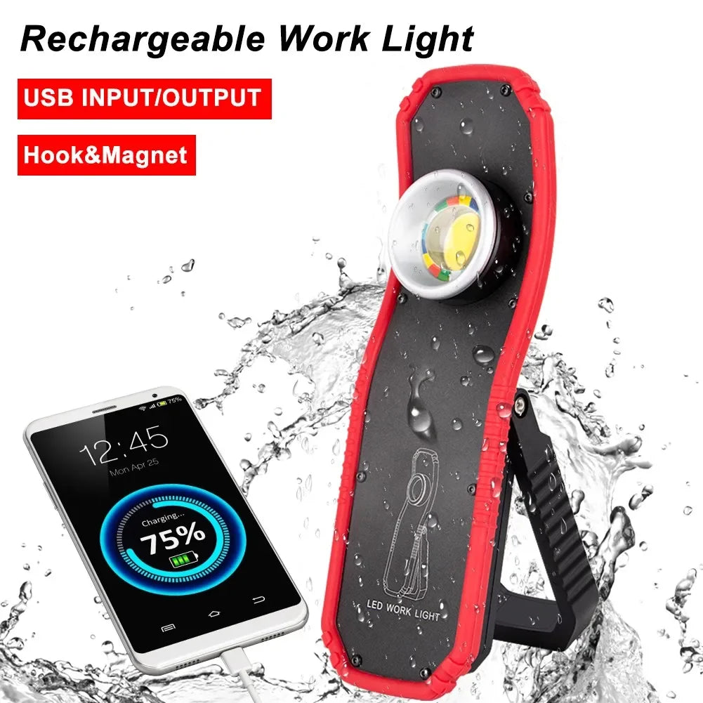 USB Rechargeable COB LED Magnetic Lantern & Camping Work Light