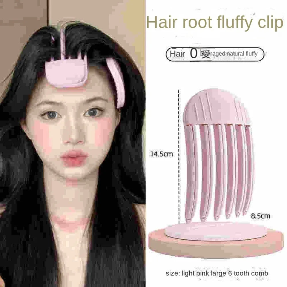 Air Bangs Hair Root Fluffy Clips Cushion Hair Root Hair Styling Tools Curling Hairpin Telescopic Exquisite Plastic Hair Curlers Zpaxo Light Pink-6 Teeth