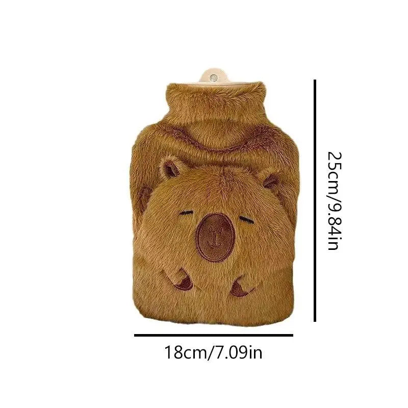 Capybara Hot Water Bottle 1000ml – Plush Hand Warmer Winter Gift Hot Water Bottle Zpaxo