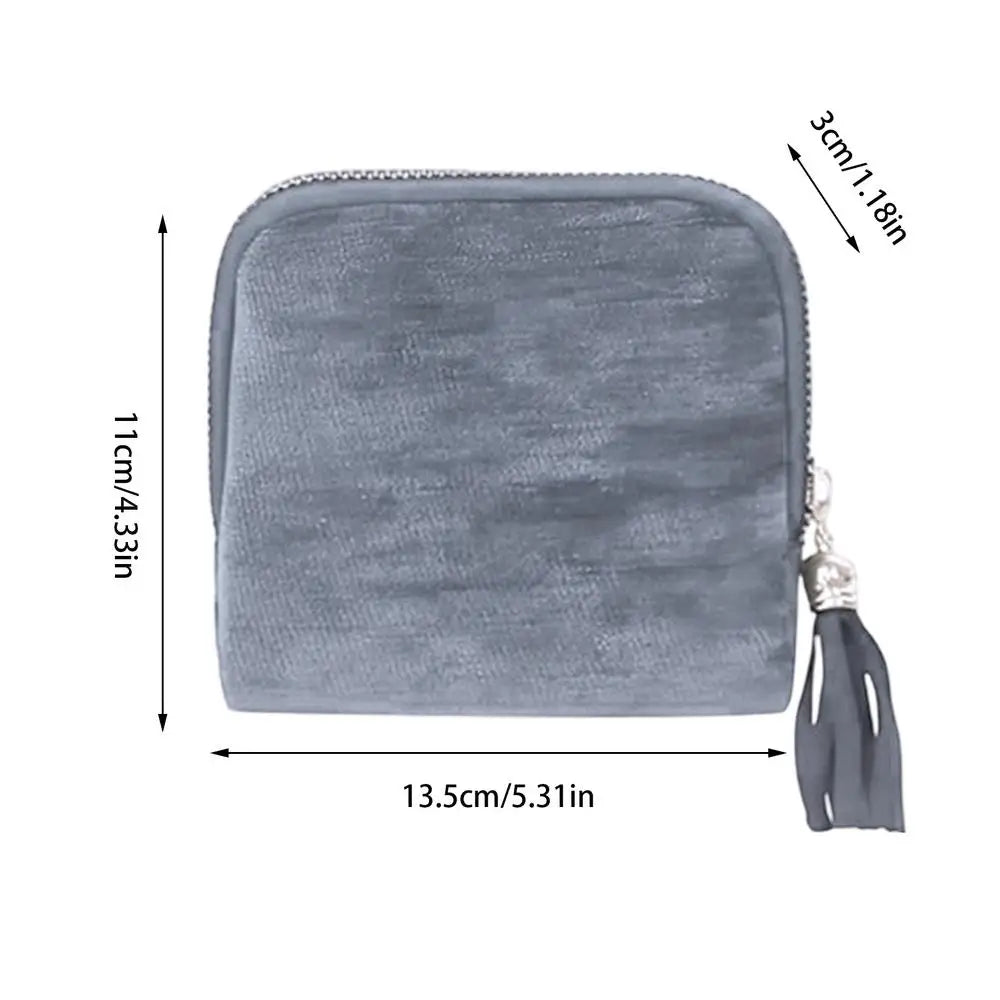 Velvet Travel Jewelry Pouch Roll Organizer Zipper Closure Necklace Zpaxo Blue