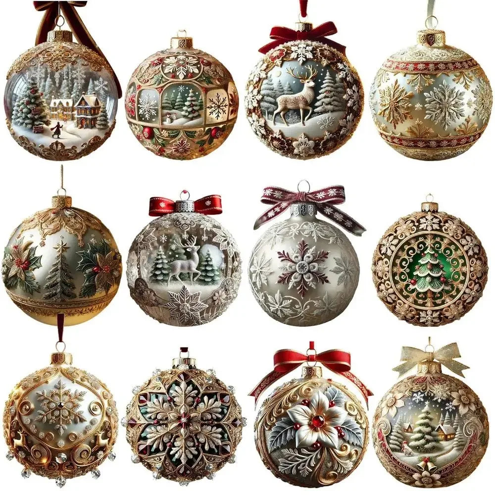2D Acrylic Christmas Ornaments – 7-Piece Flat Pendant Set Christmas Ornament Set Zpaxo