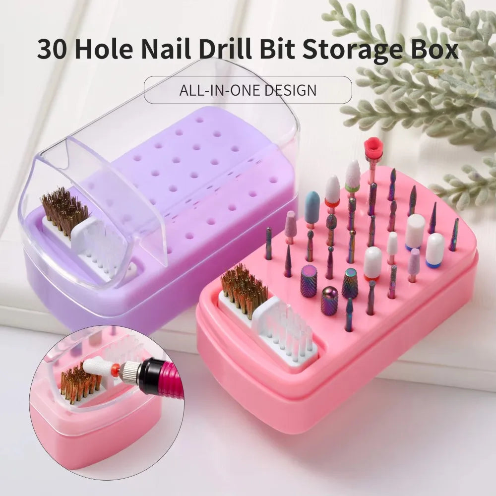 New 30 Holes Nail Drill Bits Organizer Box Acrylic Nail Salon Nail Art Display Stand Nail Art Drill Bit Holder Home Nail Art Zpaxo