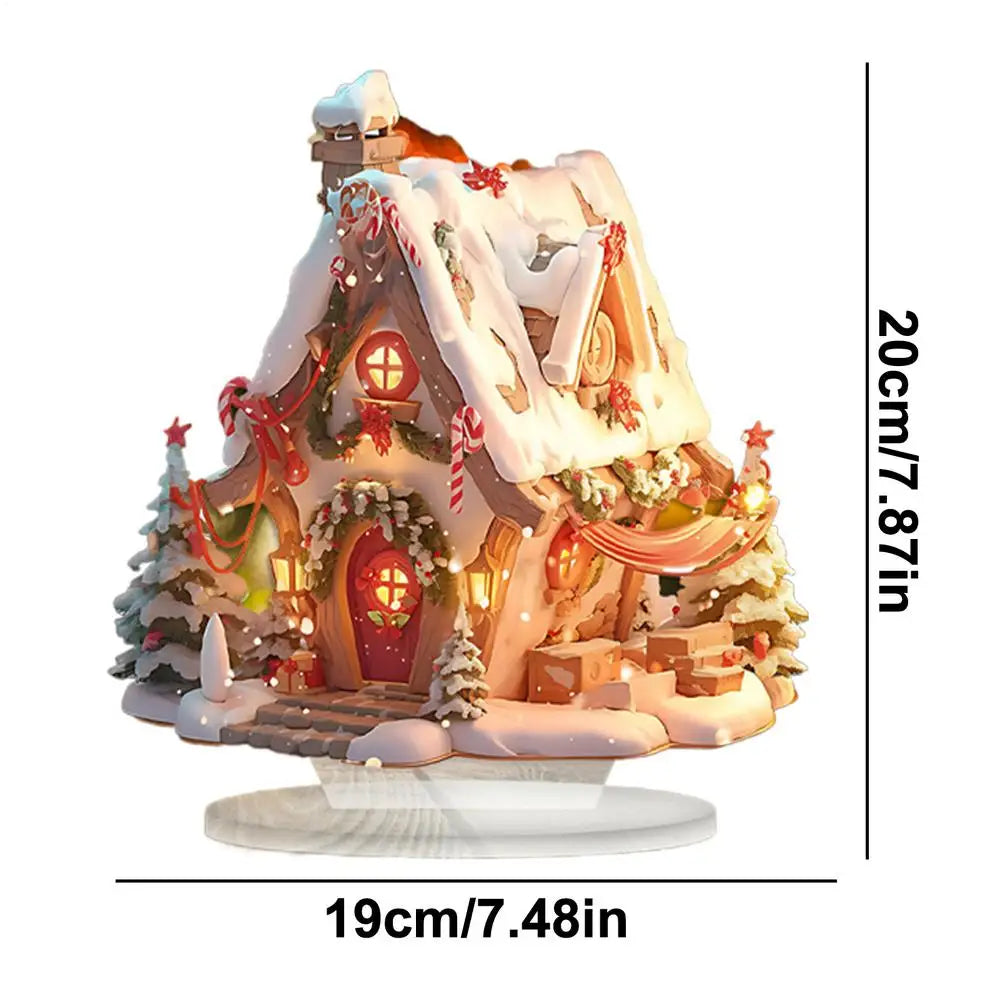 2D Acrylic Cottage Ornament LED Light Christmas Village Houses Zpaxo A