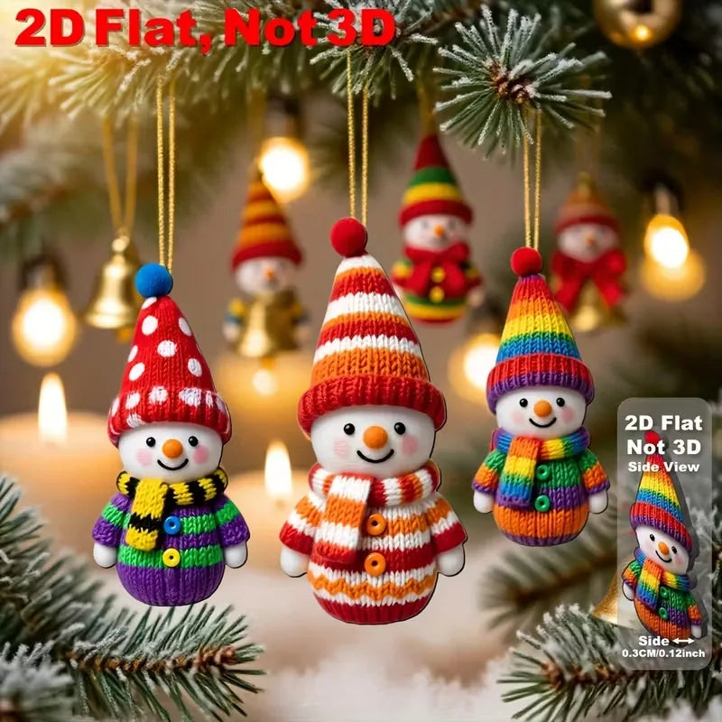 32-Piece Wooden Snowman Christmas Ornaments – Colorful Pom-Pom Christmas Ornament Set Zpaxo
