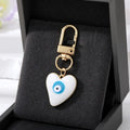 Enamel Turkish Heart Evil Eye Keychain Blue Pendant Gold-color Ring 4 Zpaxo white
