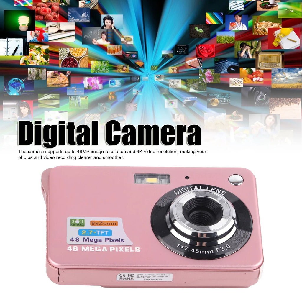 4K Digital Camera 48MP LCD Display 8x Zoom Anti Shake Vlogging