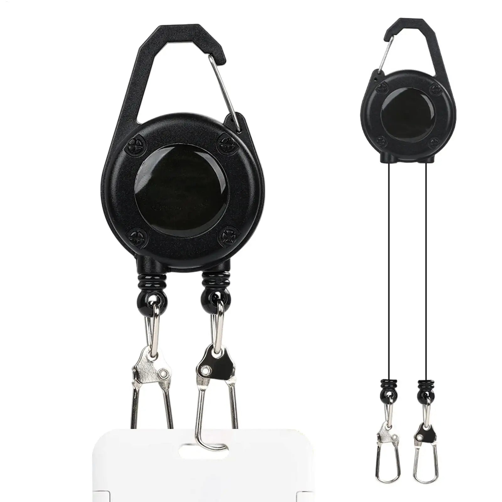 Retractable Badge Reel Double Ended Carabiner Belt Clip Heavy Duty