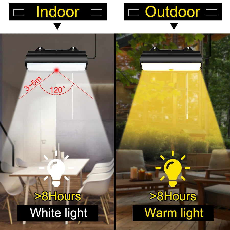 Solar Pendant Lights Outside Waterproof Garden Outdoor Solar Lamp with Motion Detector LED Floodlight Remote Solar Shed Lights Zpaxo