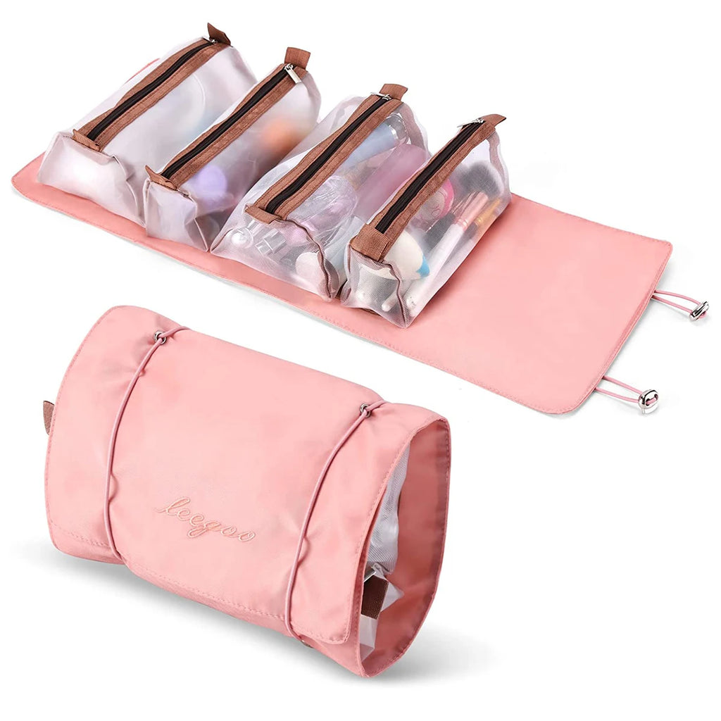 4 in 1 Detachable Makeup Bag Portable Travel Wash Bag with Mesh Compartments Large Capacity Cosmetic Storage Toiletry Bag Zpaxo