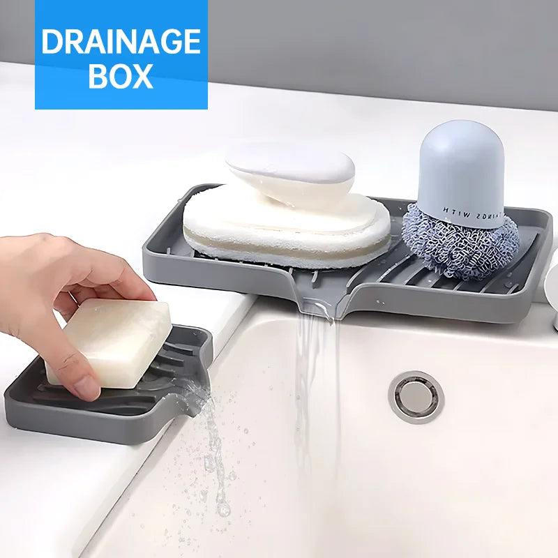 Silicone Faucet Drain Pad Sink Dish Soap Anti-slip Tray Kitchen Mat