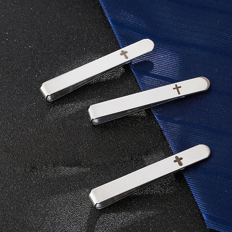 Cross Tie Clip for Men – Classic Metal Necktie Bar Pin