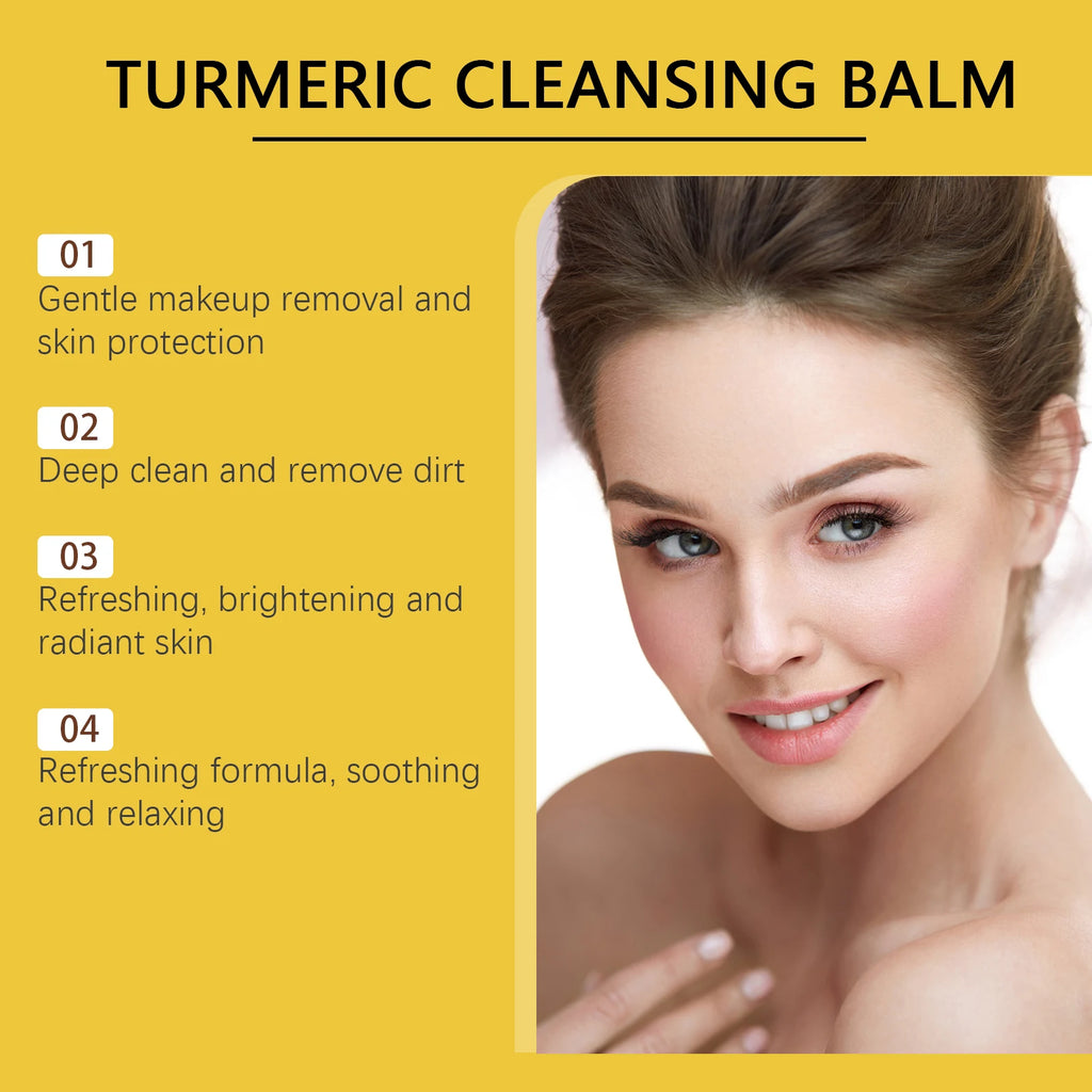 Ginger Lemon Makeup Remover Cleansing Facial Non-Tightening Gentle Makeup Face Eye Lip Makeup Remover Turmeric Cleansing Balm Zpaxo