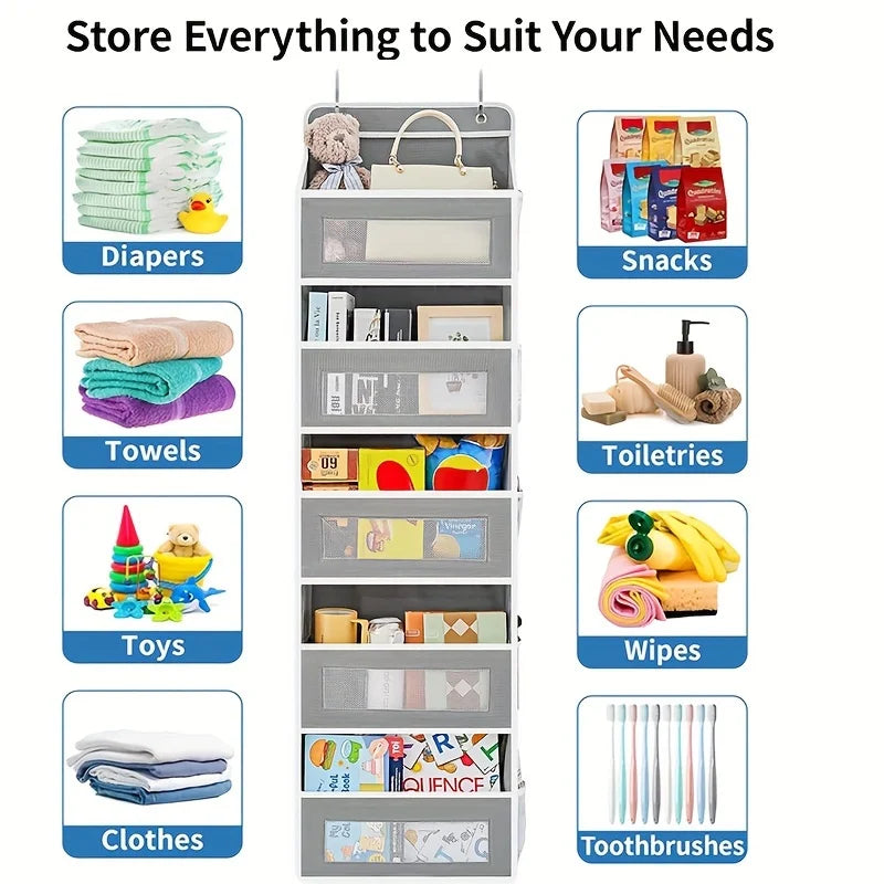 5-Shelf Hanging Door Organizer – 5 Large Pockets, Anti-Tilt Door Storage Organizer Zpaxo