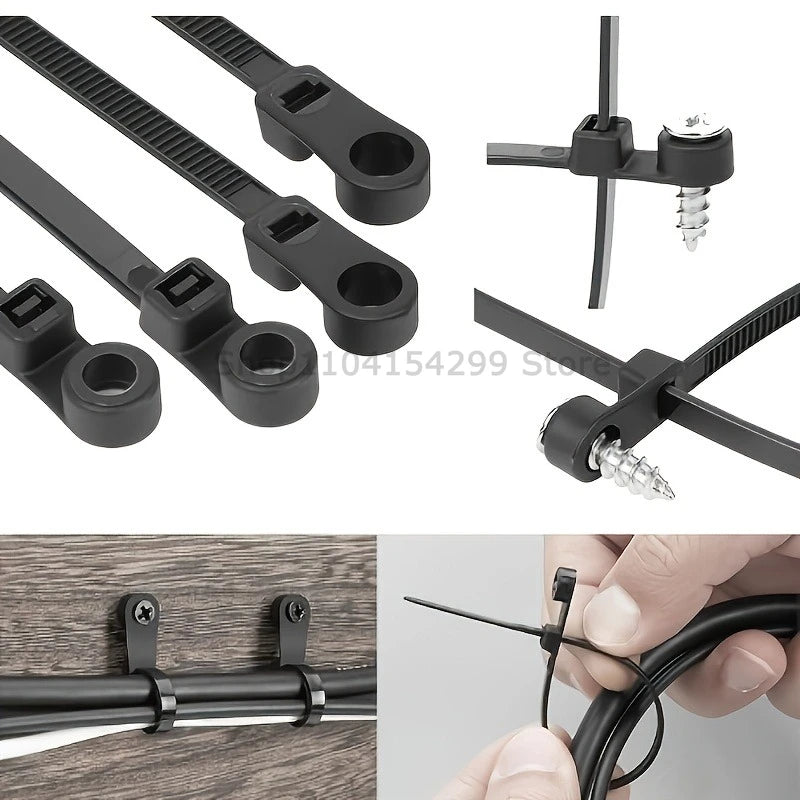 Electrician’s Cable Ties Nylon Cable Tie Self-locking Nylon Cable Tie Heavy Duty Cables Fastening Ring Loop Hardware Organizer Zpaxo