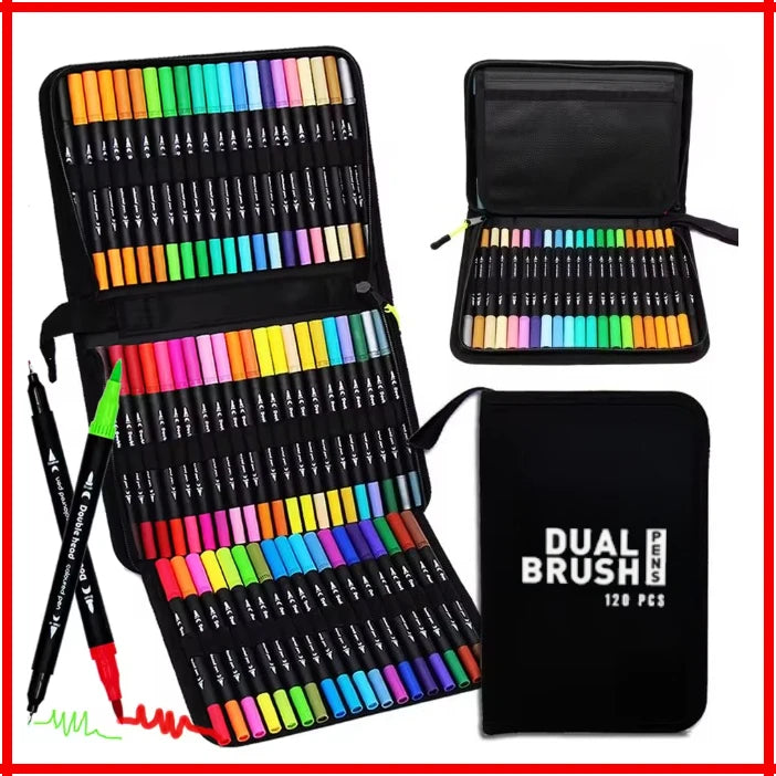 Colors Brush Tip Markers Art markers, Dual Tip Brush Pens Coloring Markers for Coloring Book, Brush Pens for letterin Zpaxo