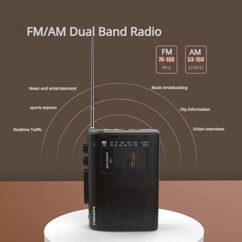 Portable Tape AM FM Radio Retro Cassette Music Player Walkman Zpaxo