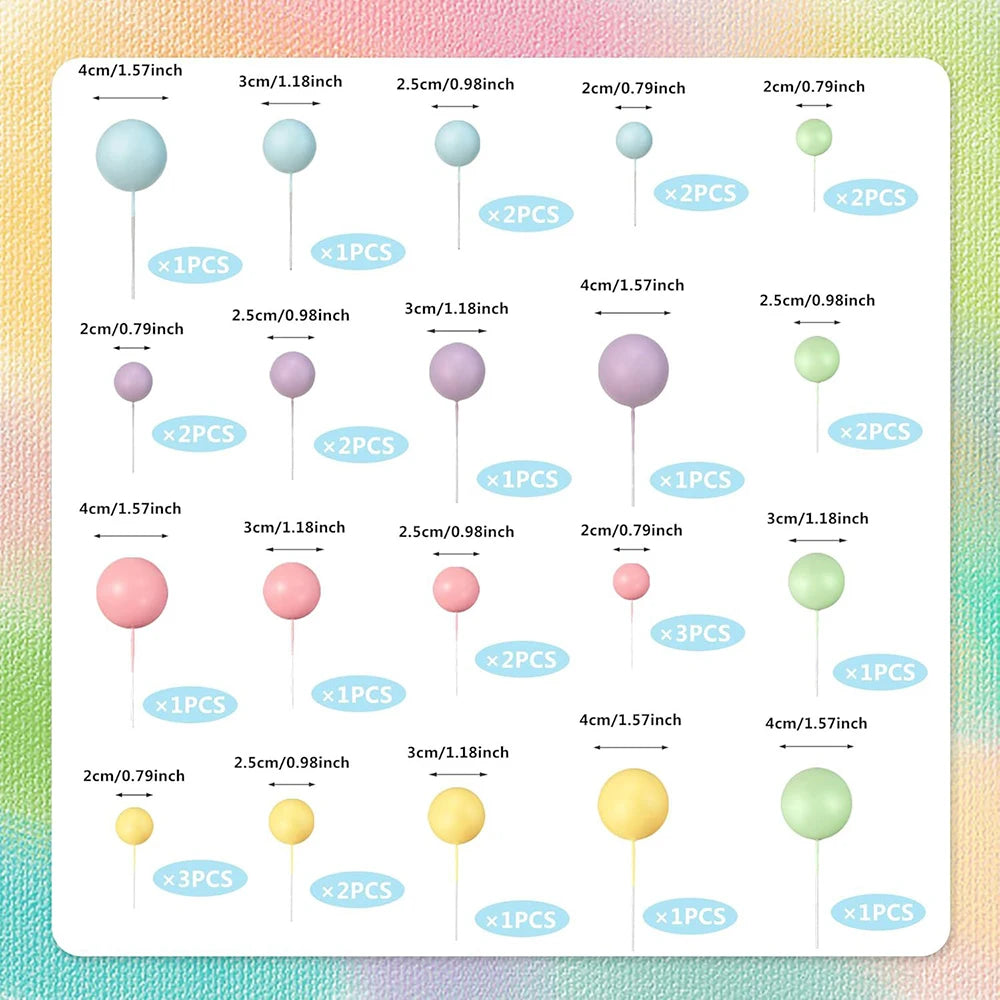 Ball Cake Toppers Colorful Pearl Decorations Birthday Wedding Baby Zpaxo