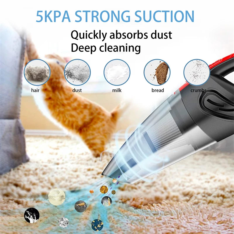 Portable Wireless Vacuum Cleaner Powerful Suction Rechargeable Handheld Vacuum Cleaner Quick Charge for Car Home Pet Hair Zpaxo