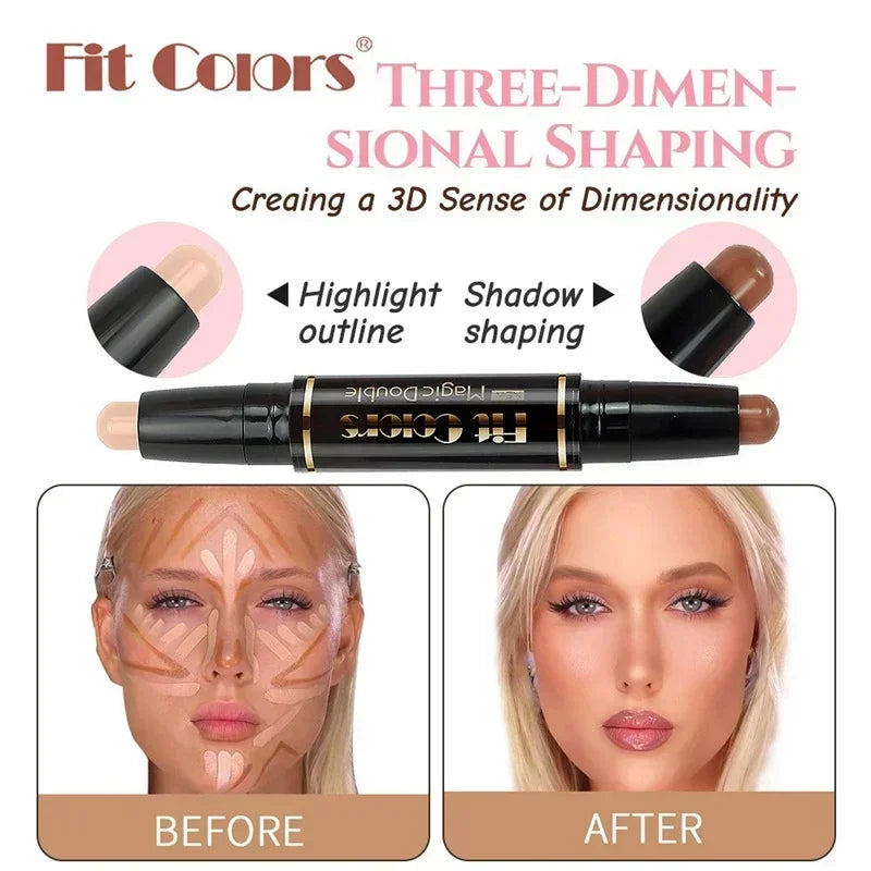 Double-ended Dual-purpose High-light Trimming Stick Three-dimensional Contour Nose Shadow Facial Shape Pencil Face Makeup Stick Zpaxo