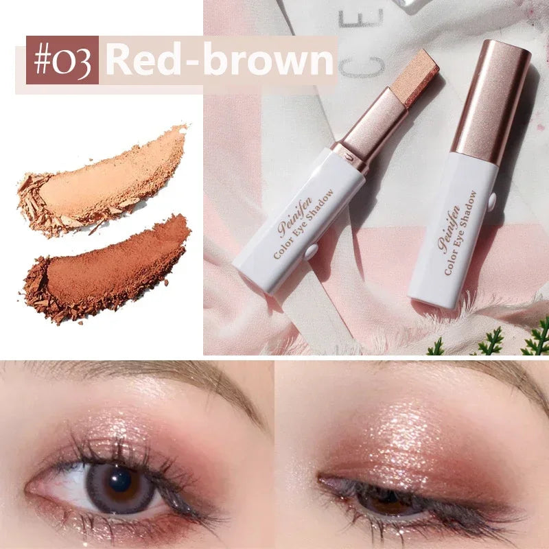 1 Pearly Glitter Highlighter Eyeshadow Stick Waterproof Long Lasting Zpaxo 03 Red-brown-1pcs