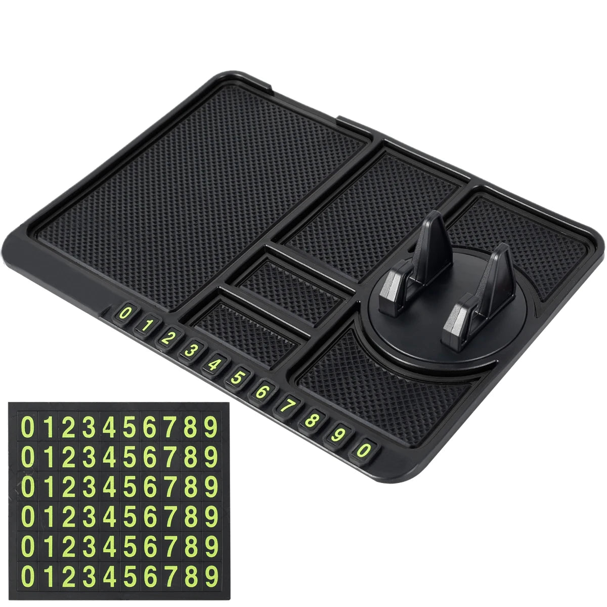 2/1PC Universal Car Dashboard Storage Box Silicone Anti-slip Center Consoles Organizer Tray Car Interior Accessories with Number Zpaxo black