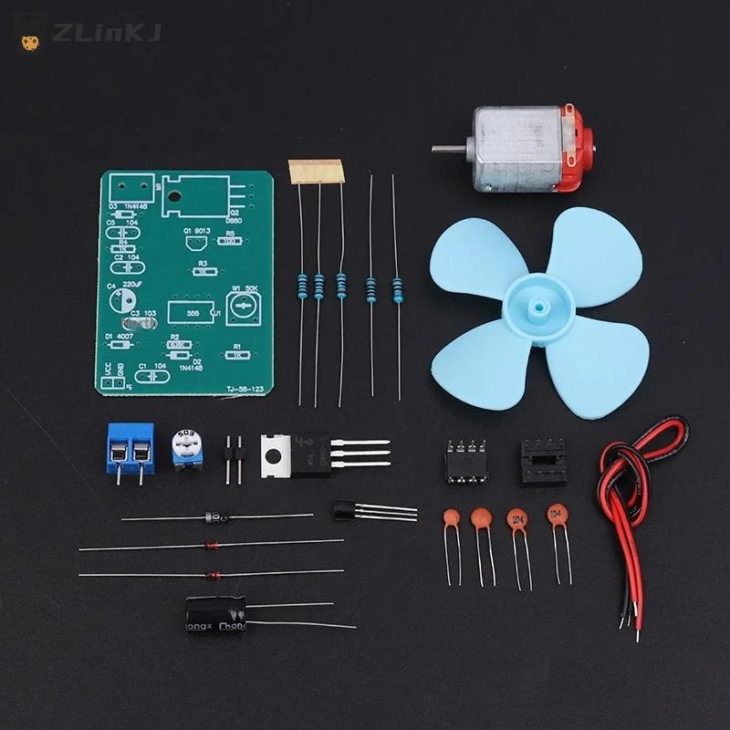 ▶NE555 DIY Electric Fan Kit DC 4.5V Motor Pulse Width Speed Controller DIY Electronic Soldering Practice Electronics Training Zpaxo